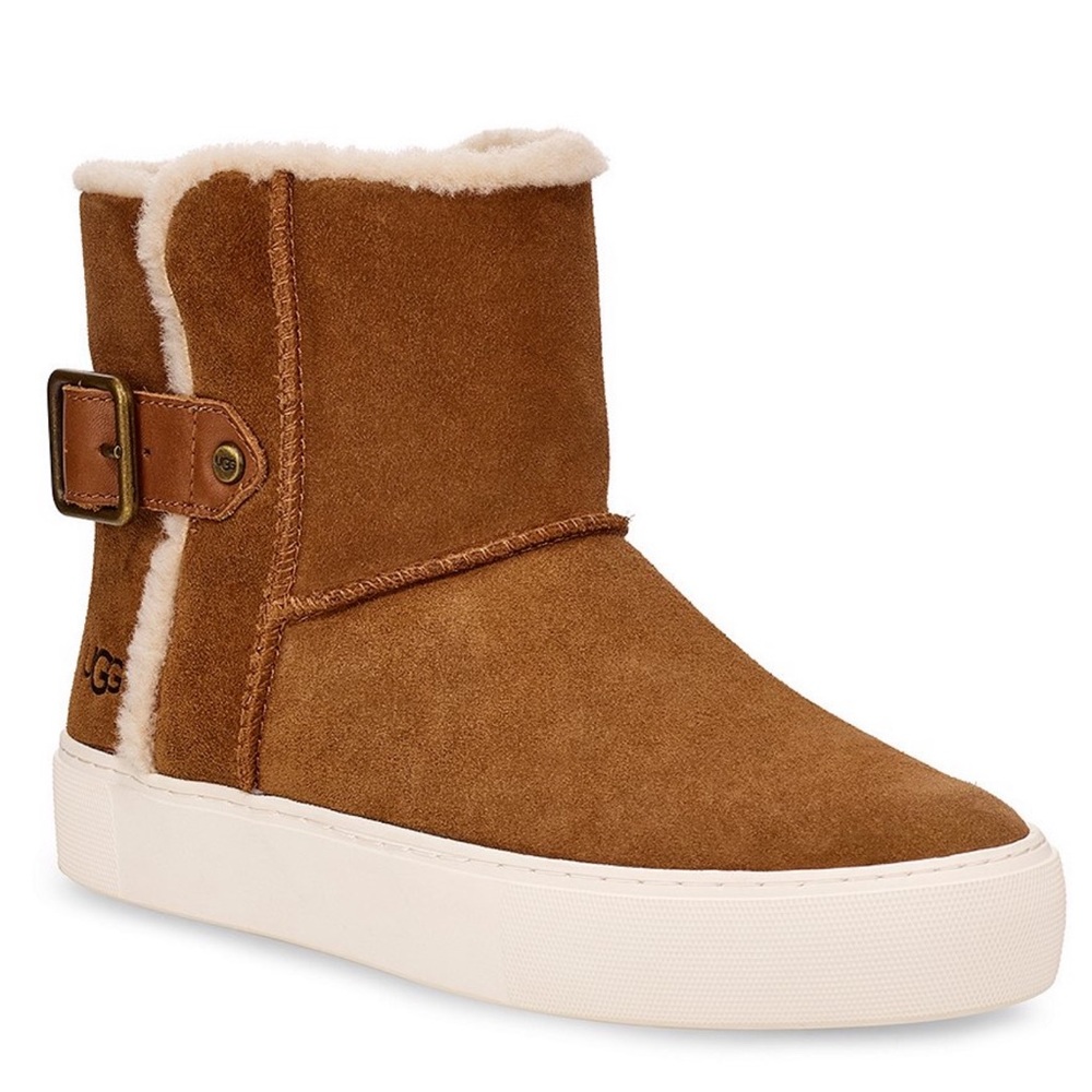 NEW-UGG AIKA Suede Buckle Platform Booties/Shoes